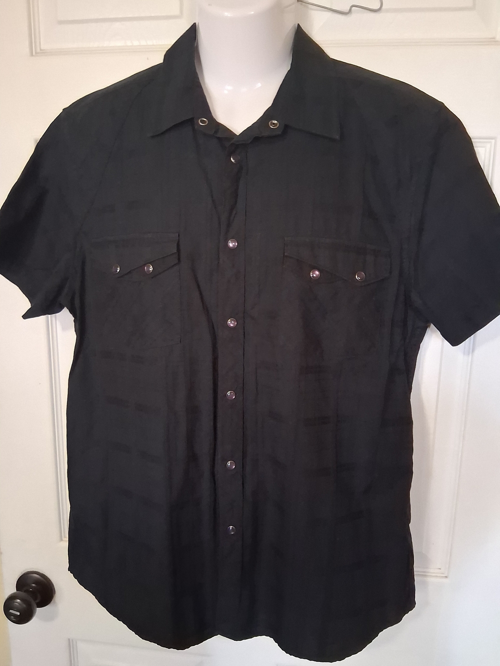 Y2K VTG G by GUESS Men's Black Western Snap Short Sleeve Shirt XL